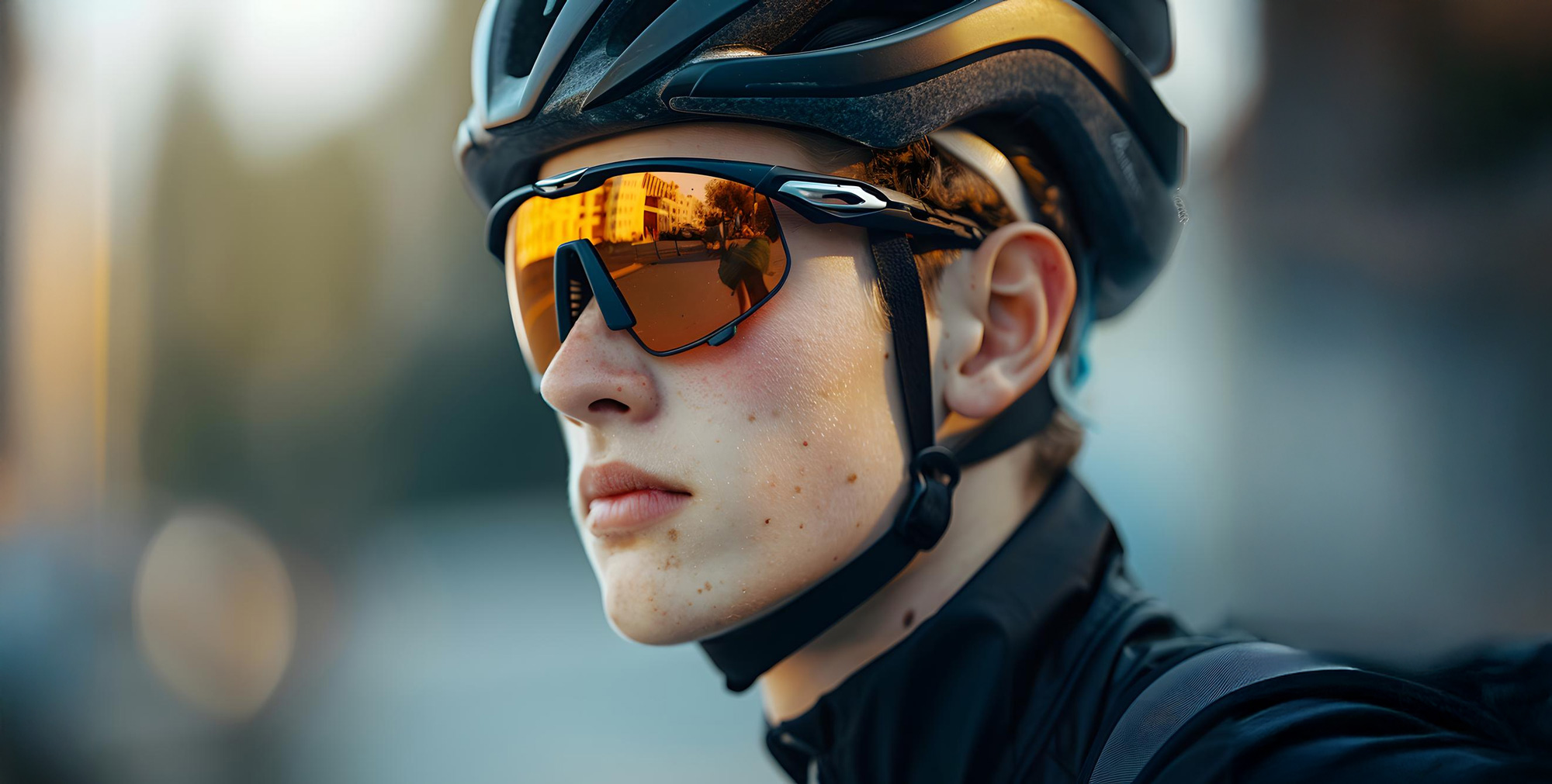 Radfahrer mit Sportbrille